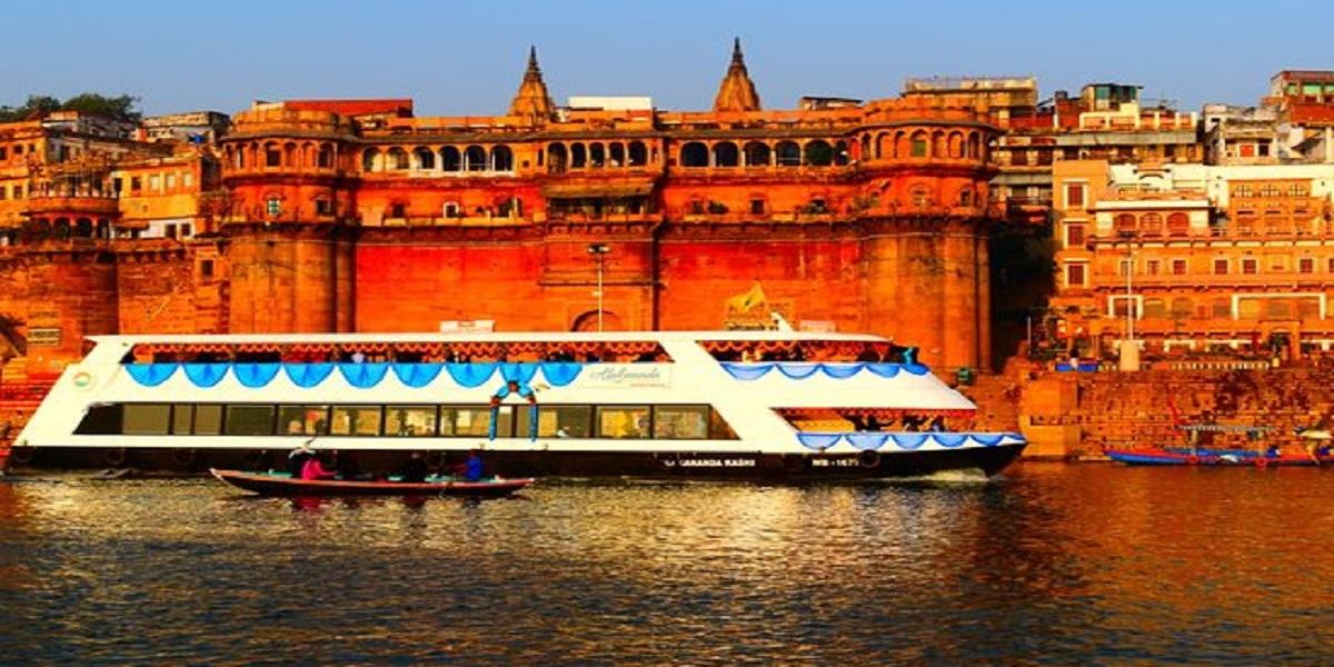 Private cruise sailing on the Ganga past the Varanasi ghats